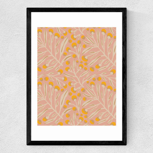 Berries / Peach & Yellow Medium Black Frame