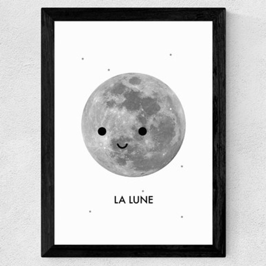 La Lune by Dicky Bird Wide Black Frame