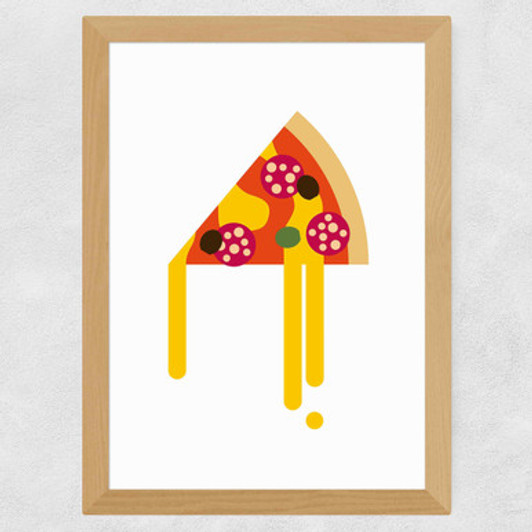 Pizza by Dicky Bird Wide Oak Frame