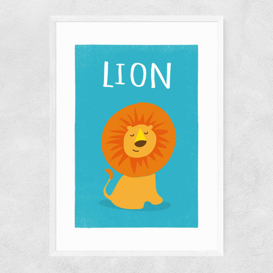 Lion by Rocket Jack Narrow White Frame