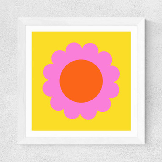 Summer Bloom in Yellow  Wide White Frame