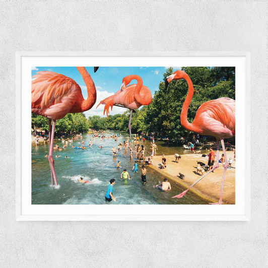 Flamingo Shore Narrow White Frame