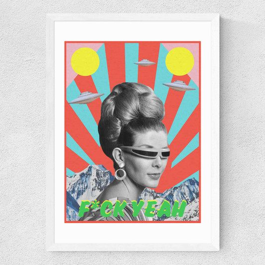 Fuck Yeah Medium White Frame