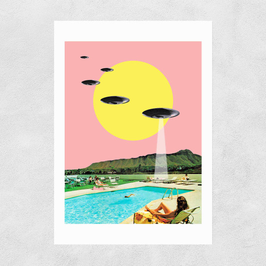 Invasion on Vacation (UFO in Hawaii) Unframed Print