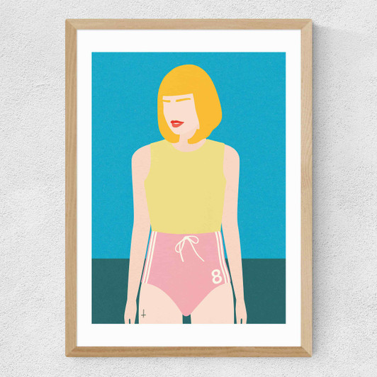 Runner Girl Medium Oak Frame