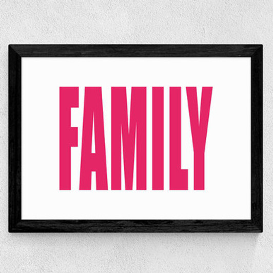 Family in Pink Wide Black Frame