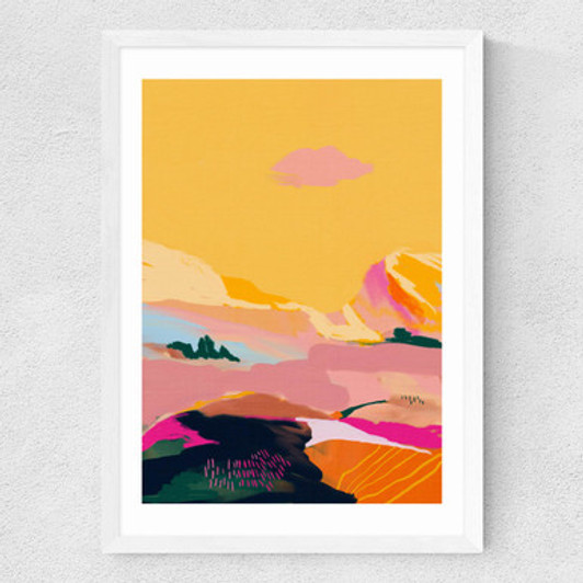 Abstract Pink Dream Cloud Medium White Frame