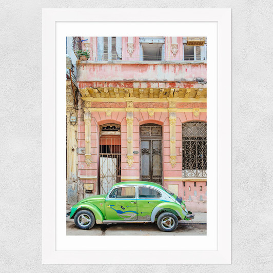 Green Bug Wide White Frame