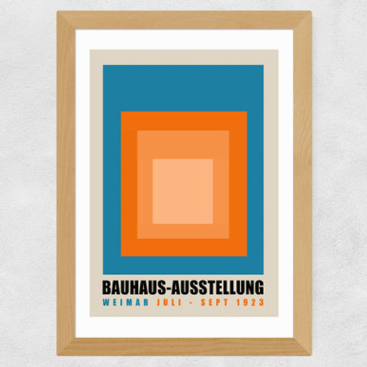 Blue And Orange Bauhaus Ausstellung Wide Oak Frame