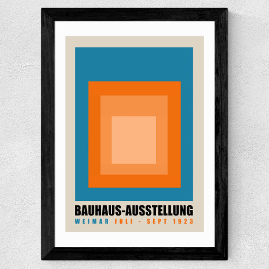 Blue And Orange Bauhaus Ausstellung Wide Black Frame