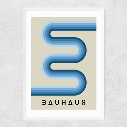 Blue Stripes Bauhaus Narrow White Frame