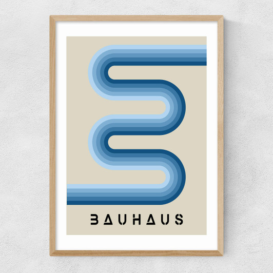 Blue Stripes Bauhaus Narrow Oak Frame