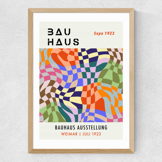 Checkered Bauhaus Medium Oak Frame