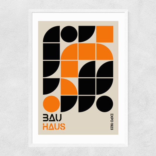 Orange And Black Geometric Narrow White Frame