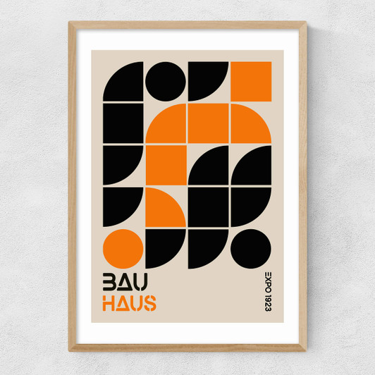 Orange And Oak Geometric Narrow Oak Frame