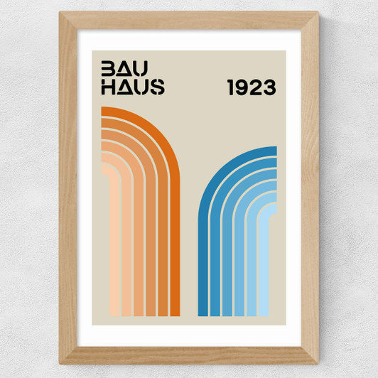 Rainbow Stripes Bauhaus Wide Oak Frame