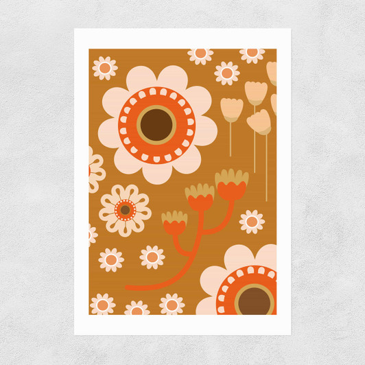 Mustard Retro Pattern Unframed Print