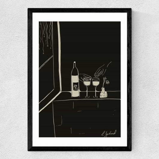 Wine and Friends Medium Black Frame