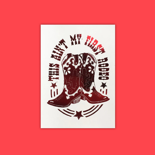 Rodeo Cowboy Boot Metallic Foil Unframed Print