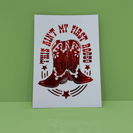Rodeo Cowboy Boot Metallic Foil Unframed Print