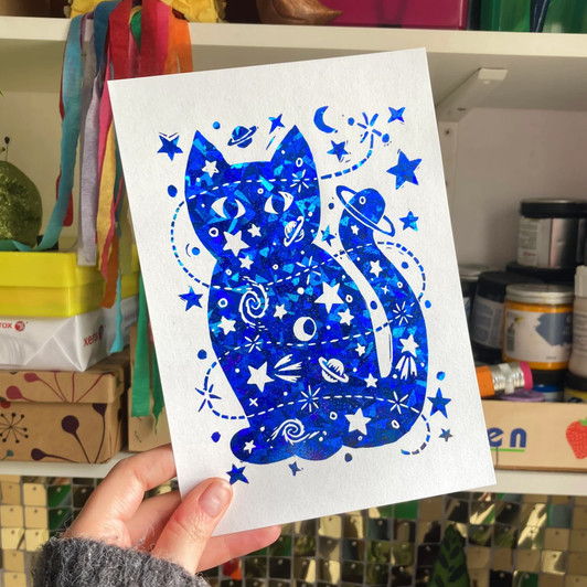 Félicette the Space Cat Foil Unframed Print