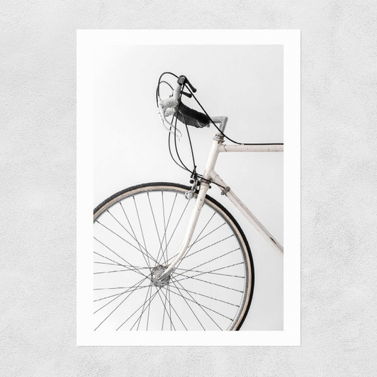 338 White Minimal Bicycle Unframed Print