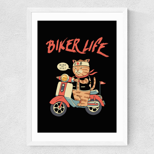 Biker Life Prints Medium White Frame