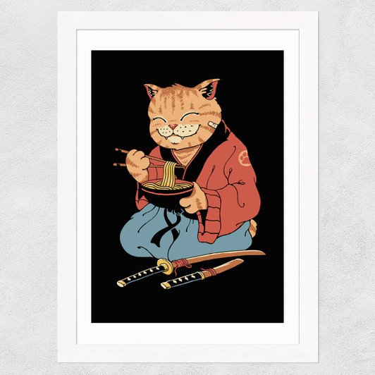 Cat Ramen Wide White Frame