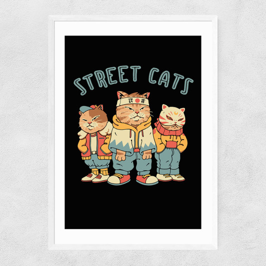 Street Cats Narrow White Frame