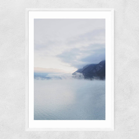 Lake Mist II Narrow White Frame