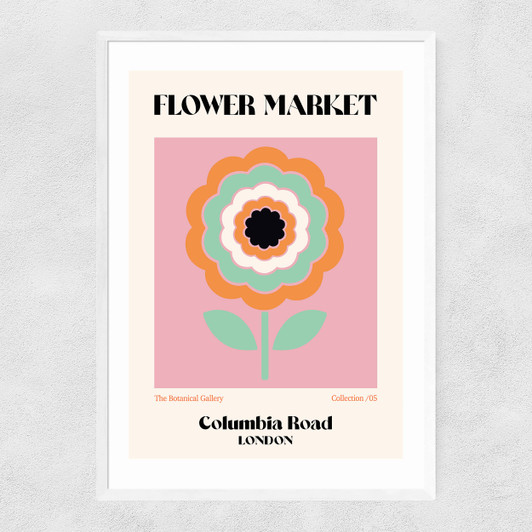 Columbia Road Flower Market by Luxe Poster Co Narrow White Frame
