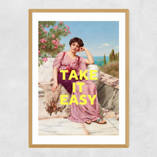 Take It Easy by Oh Fine! Art Narrow Oak Frame