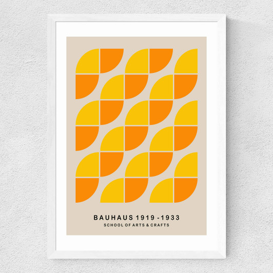 Yellow & Orange Bauhaus Medium White Frame
