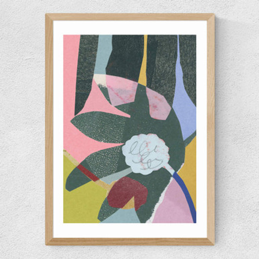 Abstract Leaves by Katy Welsh Medium Oak Frame