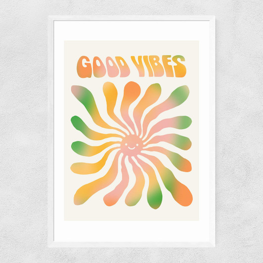Good Vibes Narrow White Frame