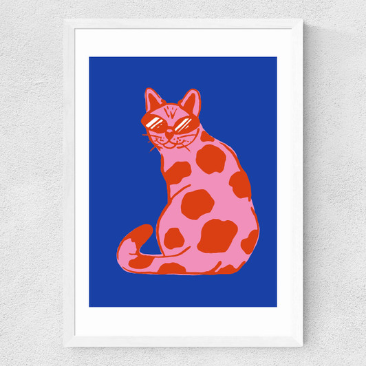 Groovy Cat Medium White Frame