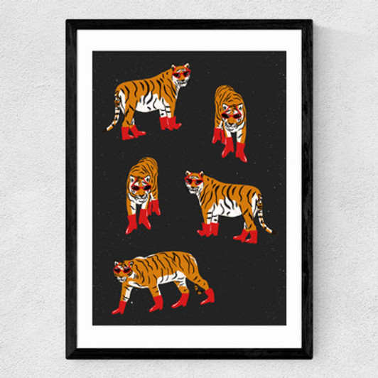 Tigers In Red Boots Medium Black Frame
