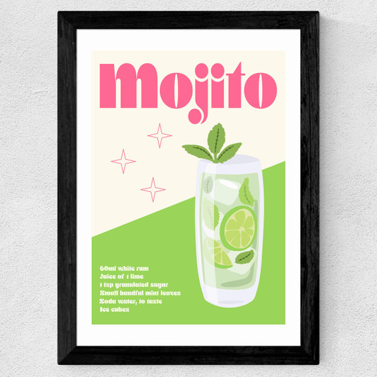 Mojito Cocktail Wide Black Frame