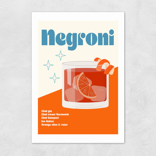 Negroni Cocktail Unframed Print