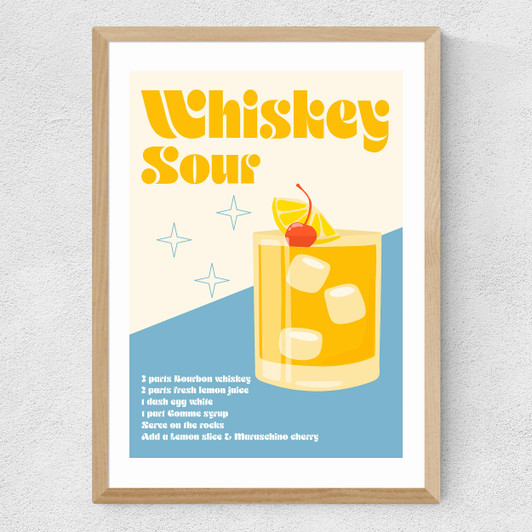 Whiskey Sour Cocktail Medium Oak Frame