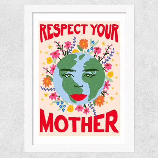 Mother Earth by Emmy Lupin Studio Wide White Frame