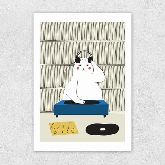 Disco Cat Unframed Print