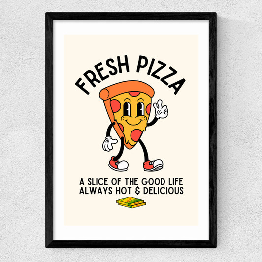 Fresh Pizza Medium Black Frame