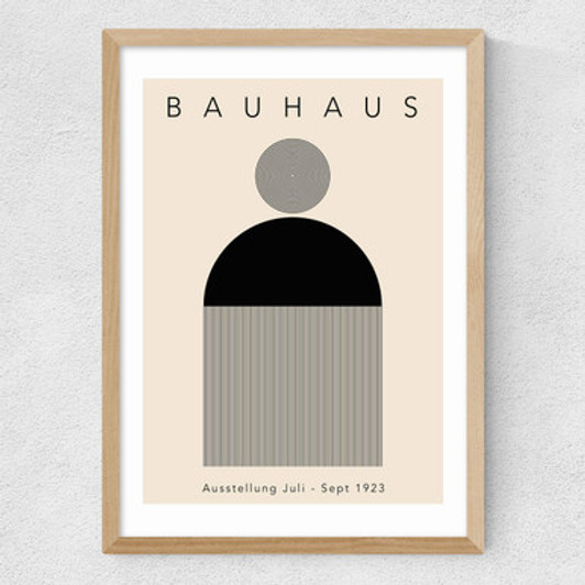 Black Minimal Bauhaus Medium Oak Frame