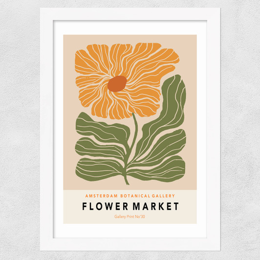 Flower Market Amsterdam Wide White Frame