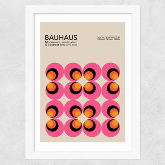 Pink And Orange Bauhaus Wide White Frame