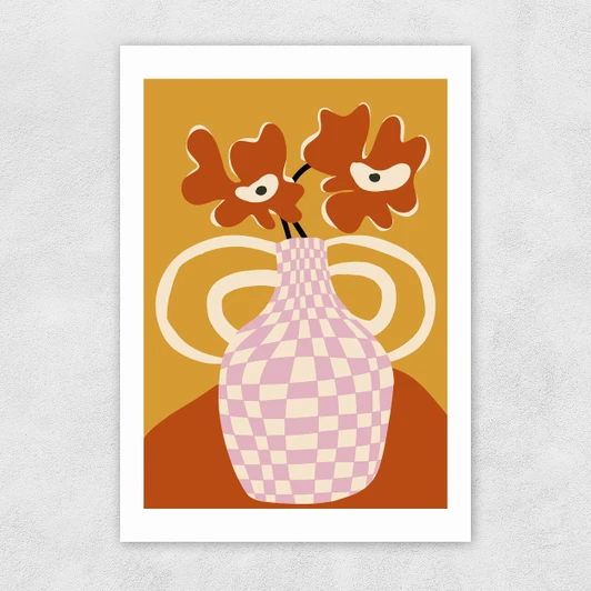 Checkered Retro Flower Pot
