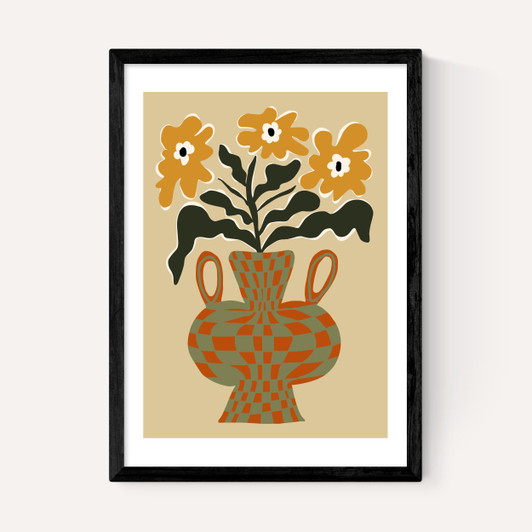 Vintage Flower Vase With Check