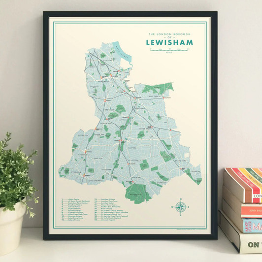 Lewisham London Borough Map Unframed Print
