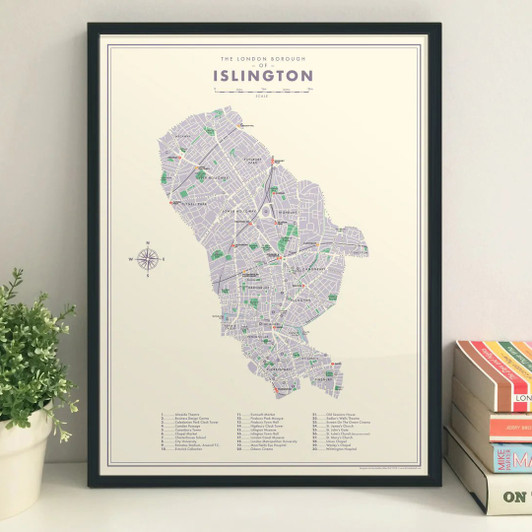 Islington London Borough Map Unframed Print
